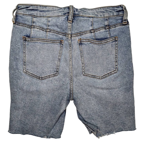 Free People Bermuda Shorts Avery Denim Jean Blue Boho Stretch Frayed Hem New 26 - Picture 3 of 6